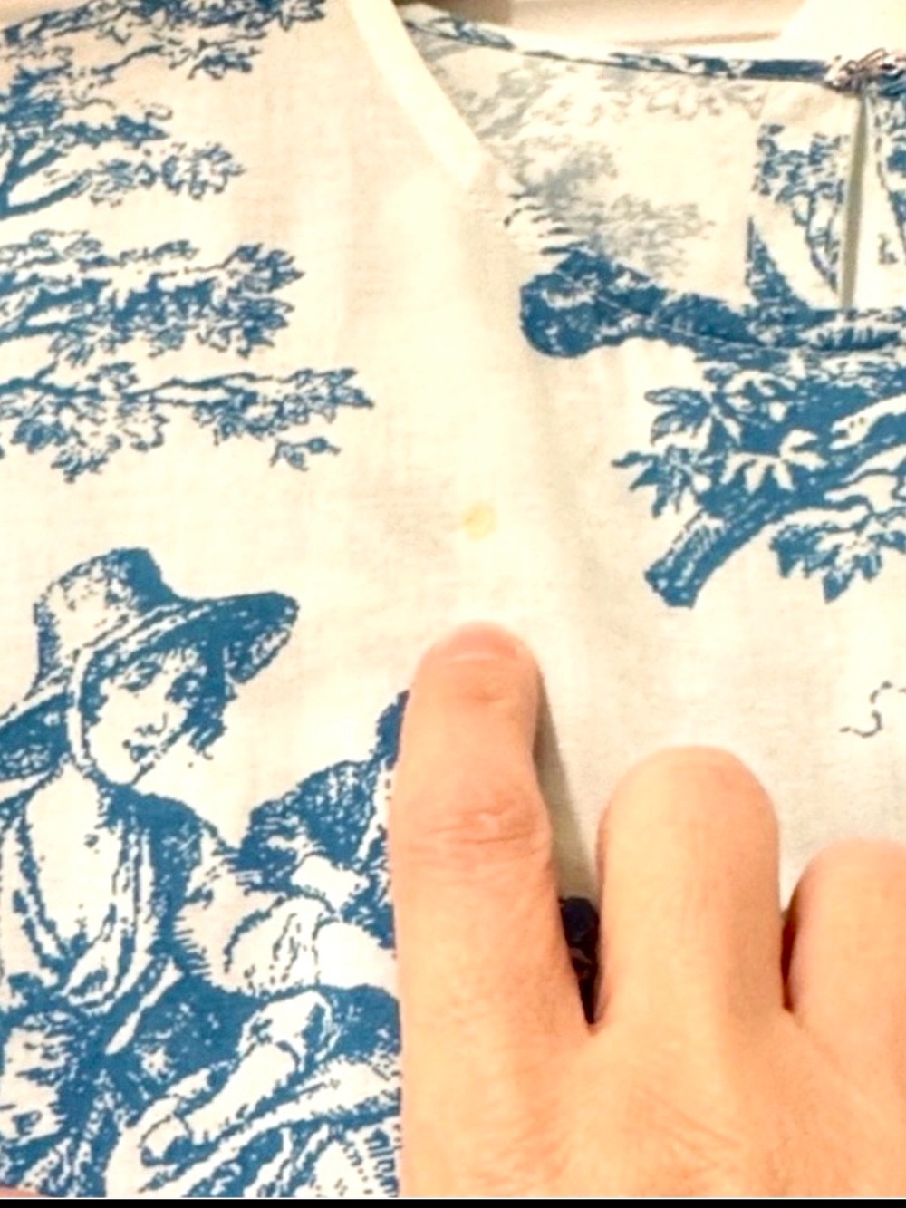 RHODE Blue White Chinoiserie Toile Puff Sleeve Resort Mini Dress Size Small - Picture 8 of 8